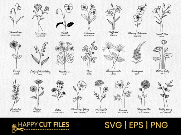 Download Birth Flower Svg Bundle Floral Clipart - Bundle Collection