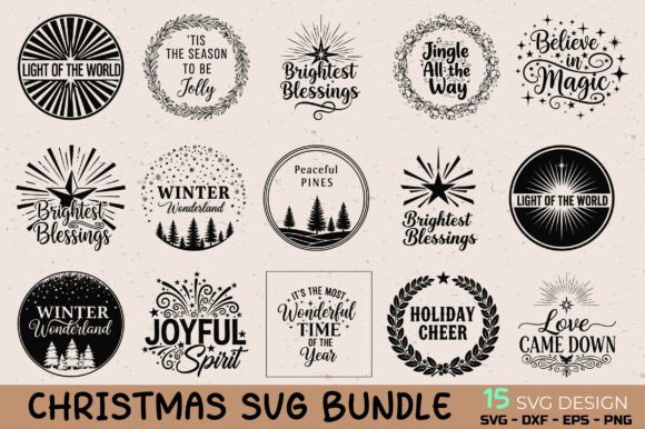 Download Christmas Round Badge SVG Bundle - Bundle Collection