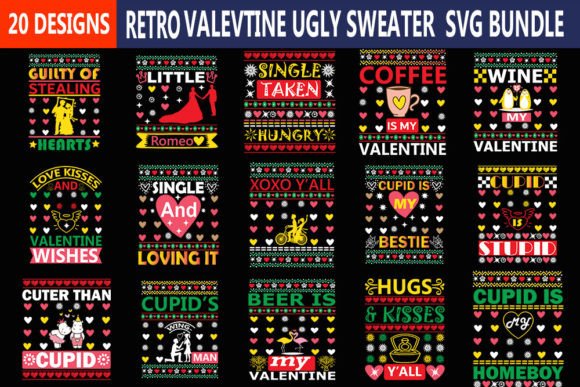Download RETRO Valentine UGLY SWEATER SVG BUNDLE - Bundle Collection