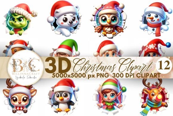 Download 3D Cute Christmas Clipart Xmas Bundle - Bundle Collection