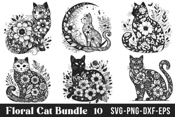 Download Floral Cat SVG Bundle - Bundle Collection