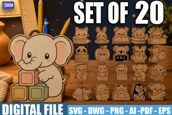 Download Cute Animal Pen Holder SVG Bundle - Bundle Collection