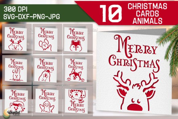 Download Christmas Cards Animals Bundle. Xmas SVG - Bundle Collection