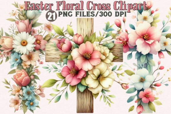 Download Easter Floral Cross Clipart Bundle - Bundle Collection
