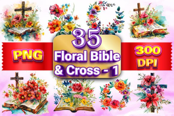 Download Floral Bible &amp; Cross Clipart Bundle 1 - Bundle Collection