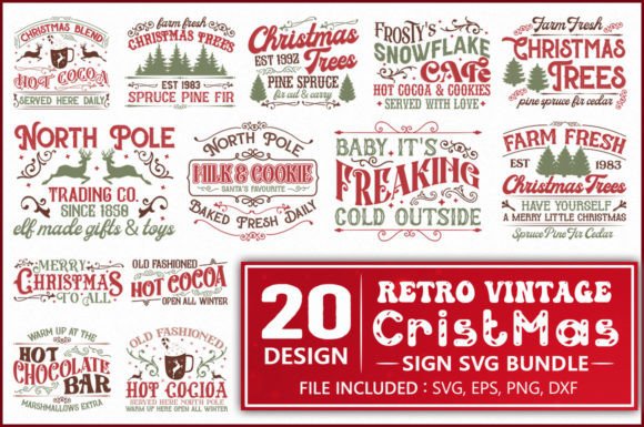 Download Retro Vintage Christmas Sign SVG Bundle - Bundle Collection