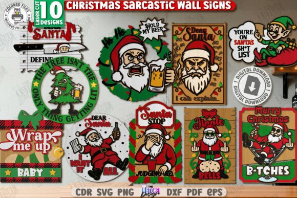 Download Christmas Sarcastic Wall Signs Bundle - Bundle Collection
