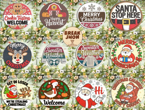 Download Farmhouse Holiday Door Hangers Bundle - Bundle Collection