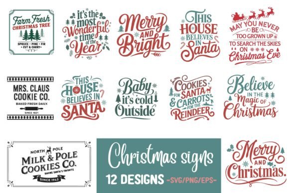 Download Vintage Christmas Sign Design Bundle - Bundle Collection