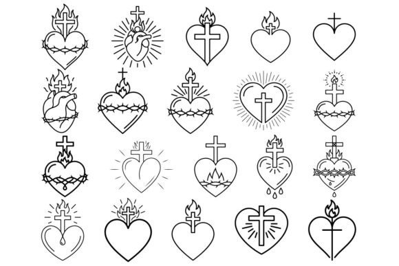Download Sacred Heart with Cross Clipart Bundle - Bundle Collection