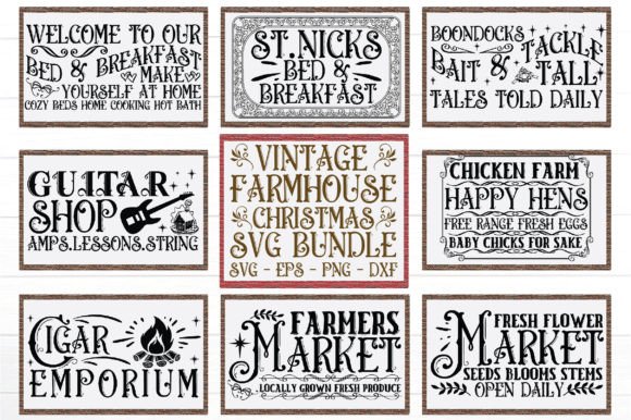 Download Vintage Farmhouse Christmas Svg Bundle - Bundle Collection