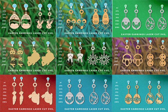 Download Happy Easter Earrings Laser Cut Bundle - Bundle Collection