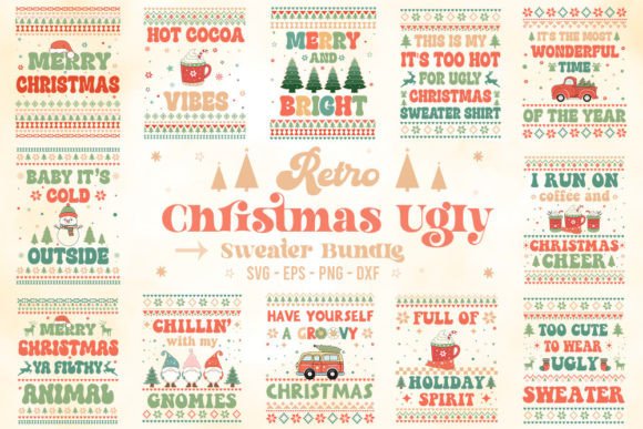 Download Retro Christmas Ugly Sweater SVG Bundle - Bundle Collection