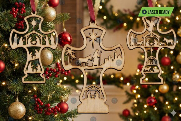 Download Nativity Cross Christmas Ornament Bundle - Bundle Collection