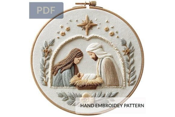 Download Christmas Holy Family Hand Embroidery - Premium Resources