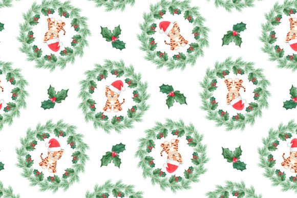 Download Watercolor Christmas Tiger Print - Premium Bundle