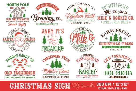 Download Vintage Christmas Sign SVG Bundle - Bundle Collection