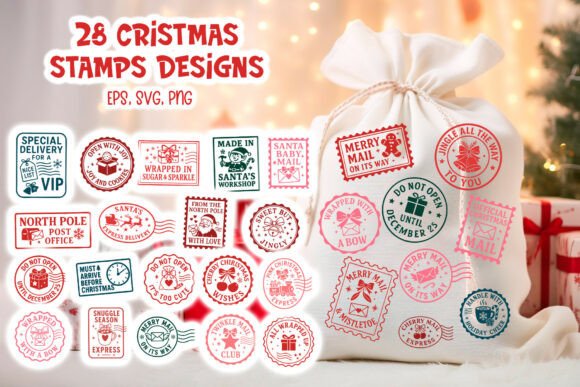 Download Christmas Mail Stamp SVG Bundle - Bundle Collection