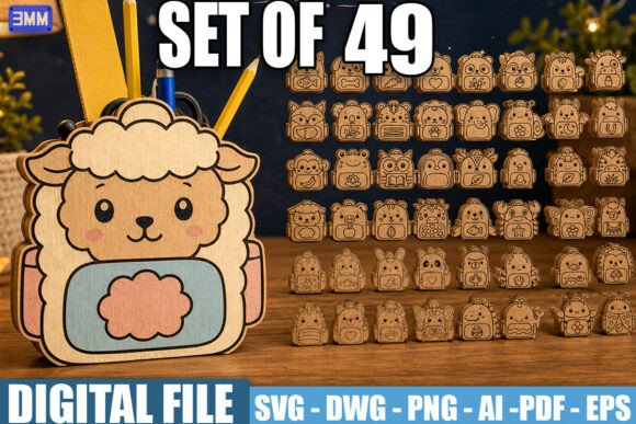 Download Cute Animal Pen Holder SVG Bundle - Bundle Collection
