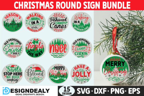 Download Christmas Round Sign SVG Bundle - Bundle Collection