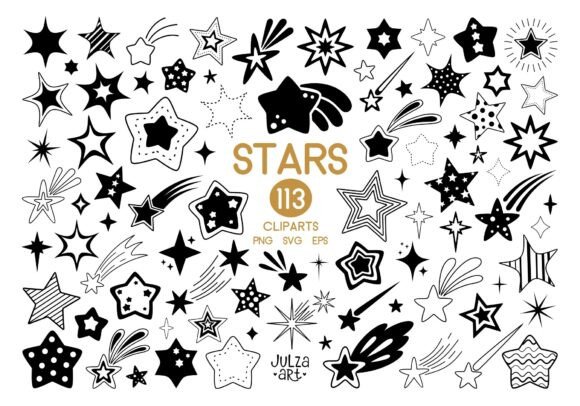 Download Black Stars Clipart Bundle Shooting Star - Bundle Collection