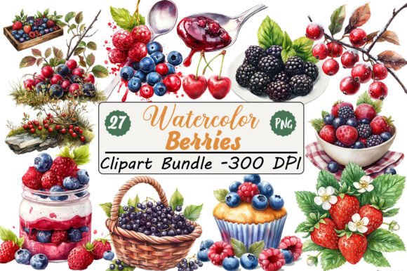 Download Watercolor Berries Clipart Bundle - Bundle Collection