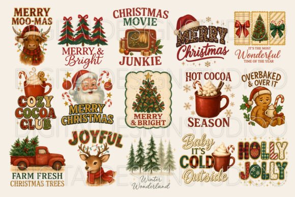 Download Retro Christmas PNG Bundle - Bundle Collection