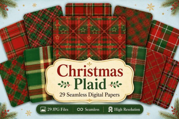 Download Christmas Plaid Seamless Digital Bundle - Bundle Collection