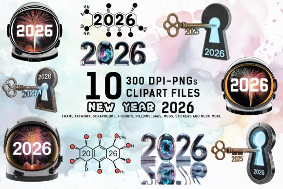 Download Futuristic New Year 2026 Clipart Bundle - Bundle Collection