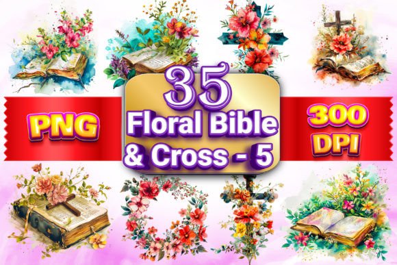 Download Floral Bible &amp; Cross Clipart Bundle 5 - Bundle Collection