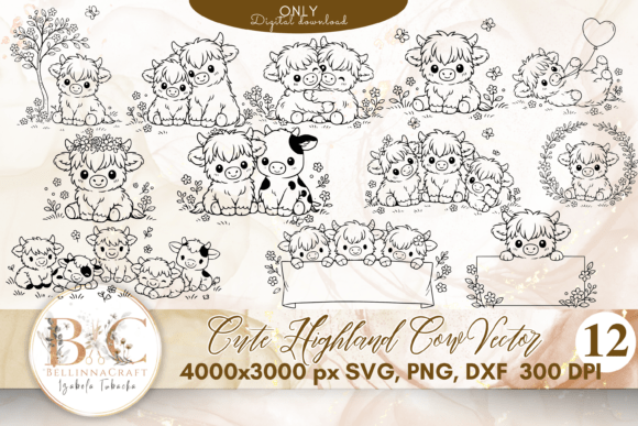 Download Cute Highland Cow SVG Bundle - Bundle Collection