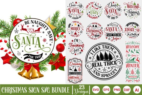 Download Christmas Round Sign SVG Bundle - Bundle Collection