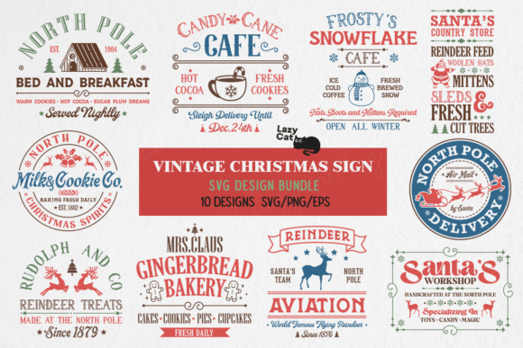 Download Vintage Christmas Sign SVG Bundle - Bundle Collection