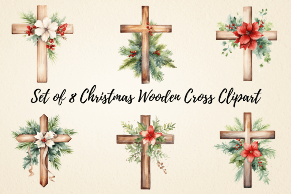 Download Christmas Wooden Cross Clipart Bundle - Bundle Collection