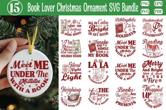 Download Book Lover Christmas Ornament SVG Bundle - Bundle Collection