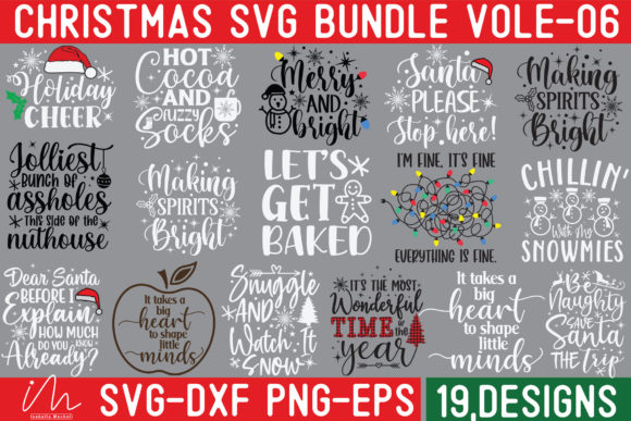 Download Merry Christmas SVG Cut Files Bundle-6 - Bundle Collection