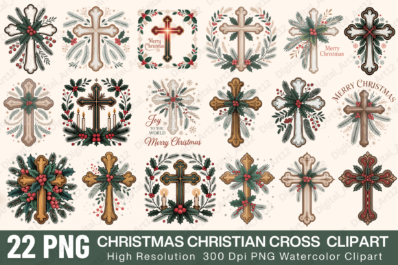 Download Christmas Christian Cross Clipart Bundle - Bundle Collection