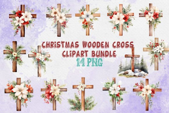 Download Christmas Wooden Cross Clipart Bundle - Bundle Collection