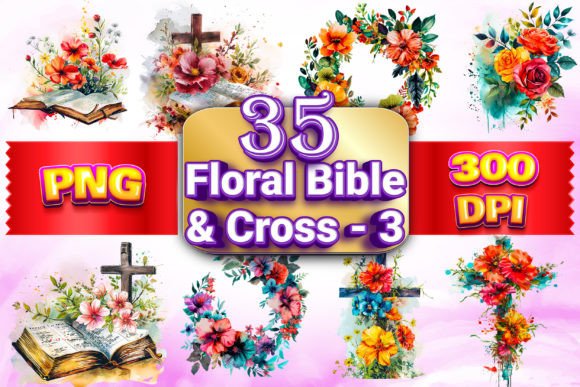 Download Floral Bible &amp; Cross Clipart Bundle 3 - Bundle Collection