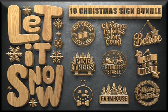 Download Festive Christmas Sign SVG Bundle - Bundle Collection