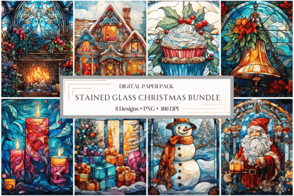 Download Stained Glass Xmas Bundle Backgrounds - Bundle Collection
