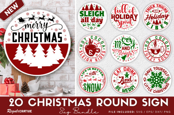 Download Christmas Round Sign Svg Bundle - Bundle Collection