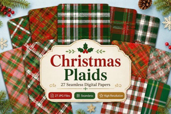 Download Christmas Plaids Digital Papers Bundle - Bundle Collection