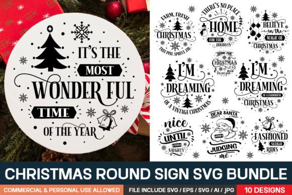 Download Christmas Round Sign Svg Bundle - Bundle Collection