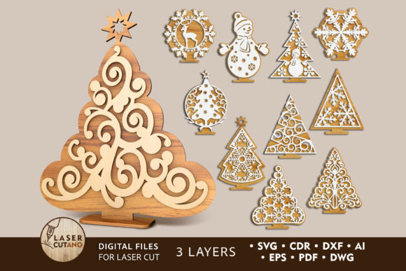 Download Bundle Christmas Trees Laser Cut Files - Bundle Collection