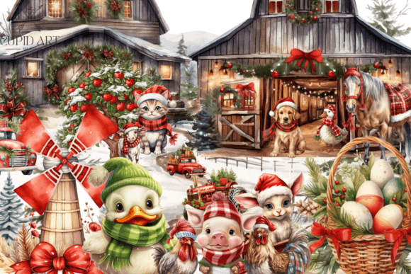 Download Christmas Farm Animals Clipart Bundle - Bundle Collection