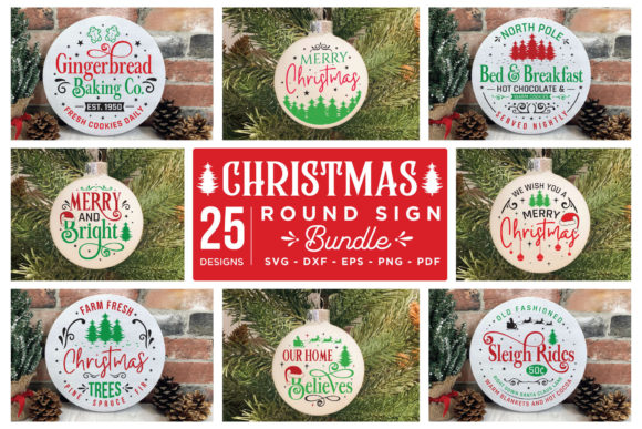 Download Christmas Round Sign SVG Bundle - Bundle Collection