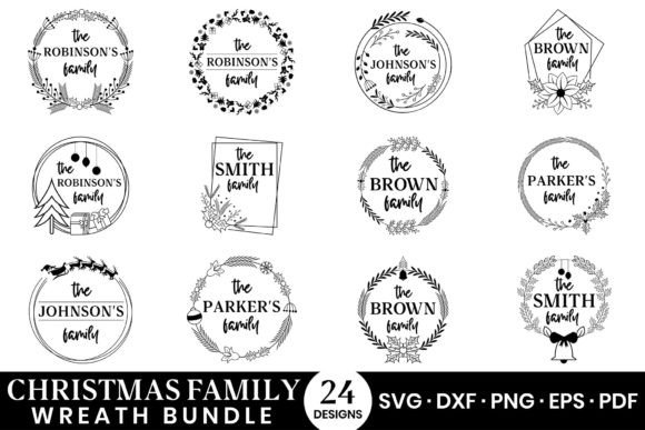 Download Christmas Family Wreath SVG Bundle - Family wreath svg Collection