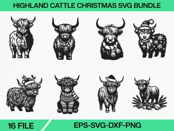 Download Highland Cattle Christmas Svg Bundle - Bundle Collection